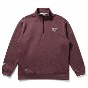 Cowboy Hardware Quarter Zip Pullover XXL Burgundy Heathered‎ Logo Western Fleece